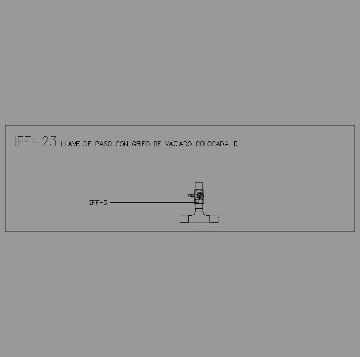 Bloque Autocad Llave de paso con grifo de vaciado colocada-D